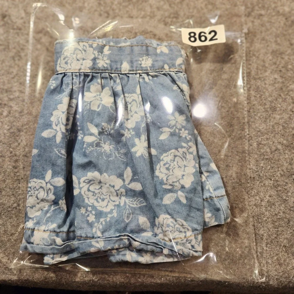Vintage Y2K OshKosh B'gosh Denim Overall Dress Toddler Girls 18M Floral‎ Jumper